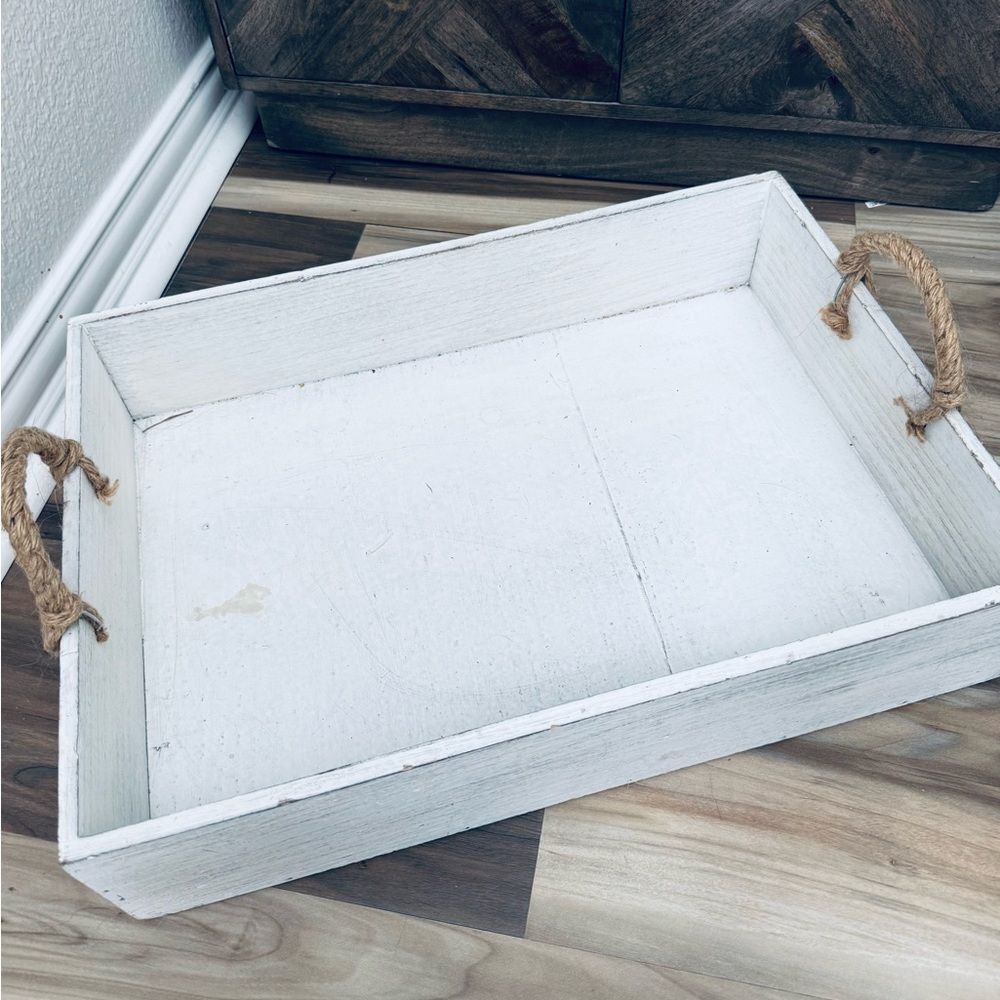 Rustic Wooden Whitewashed Decor Tray or Pet Bed Box